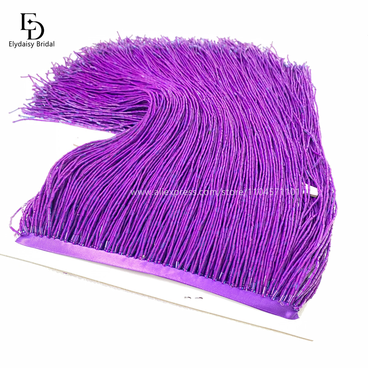 30CM Long Purple Green Black B - Beaded Trim Fringe incelemesi ve fiyatı