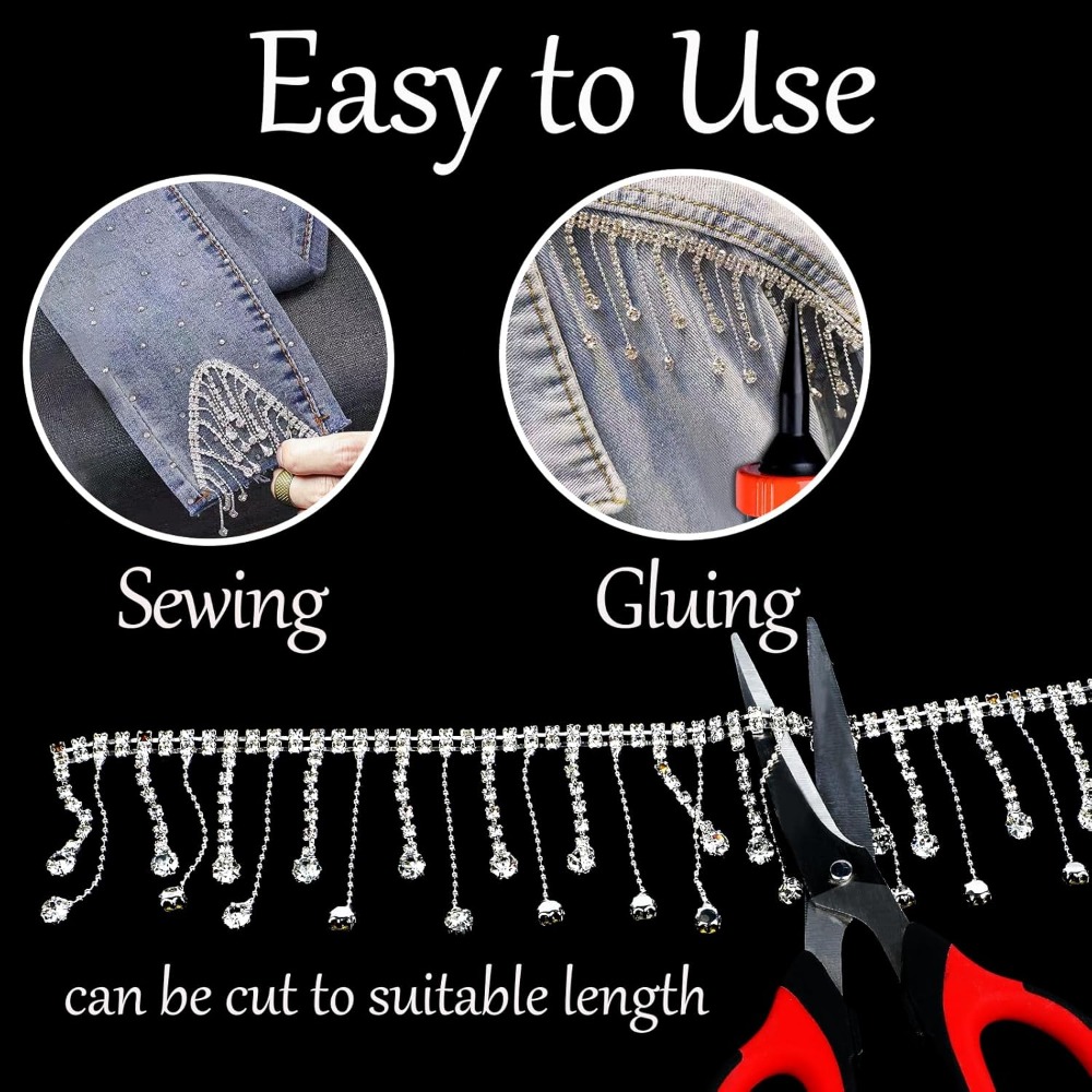 2 Yards Rhinestone Fringe Trim - Beaded Trim Fringe incelemesi ve fiyatı