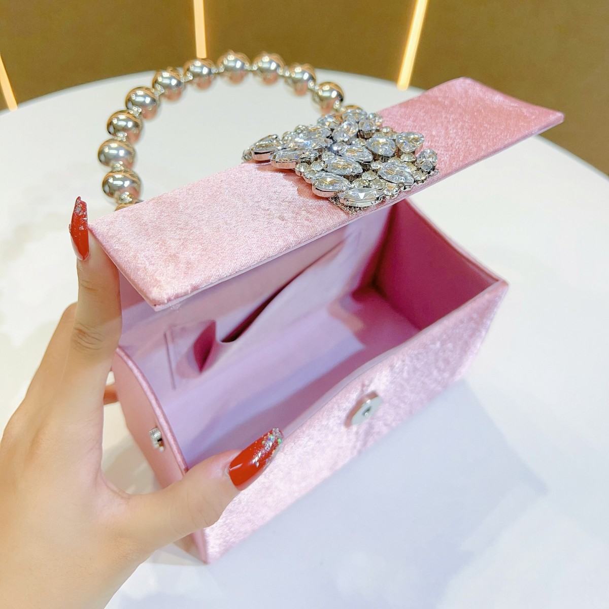 Sparkling Rhinestone Pearl Box - Tassel Fringe Trim incelemesi ve fiyatı