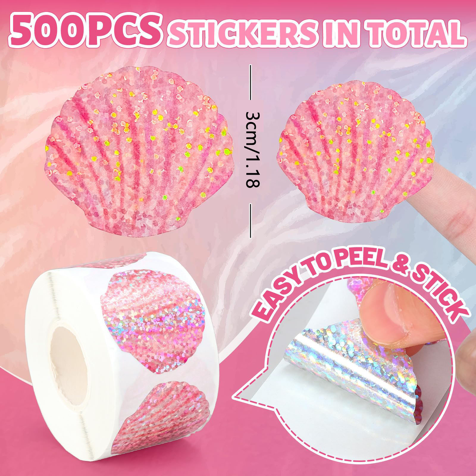 500 Pcs Summer Seashell Sticke - Glitter Vinyl Roll incelemesi ve fiyatı