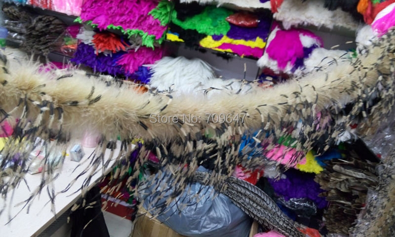 2Yards/lot Luxury Khaki&BLACK& - Feather Trim Marabou incelemesi ve fiyatı