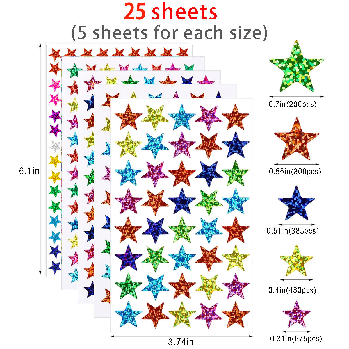 25 sheets Star Stickers 2040pc - Glitter Vinyl Roll incelemesi ve fiyatı
