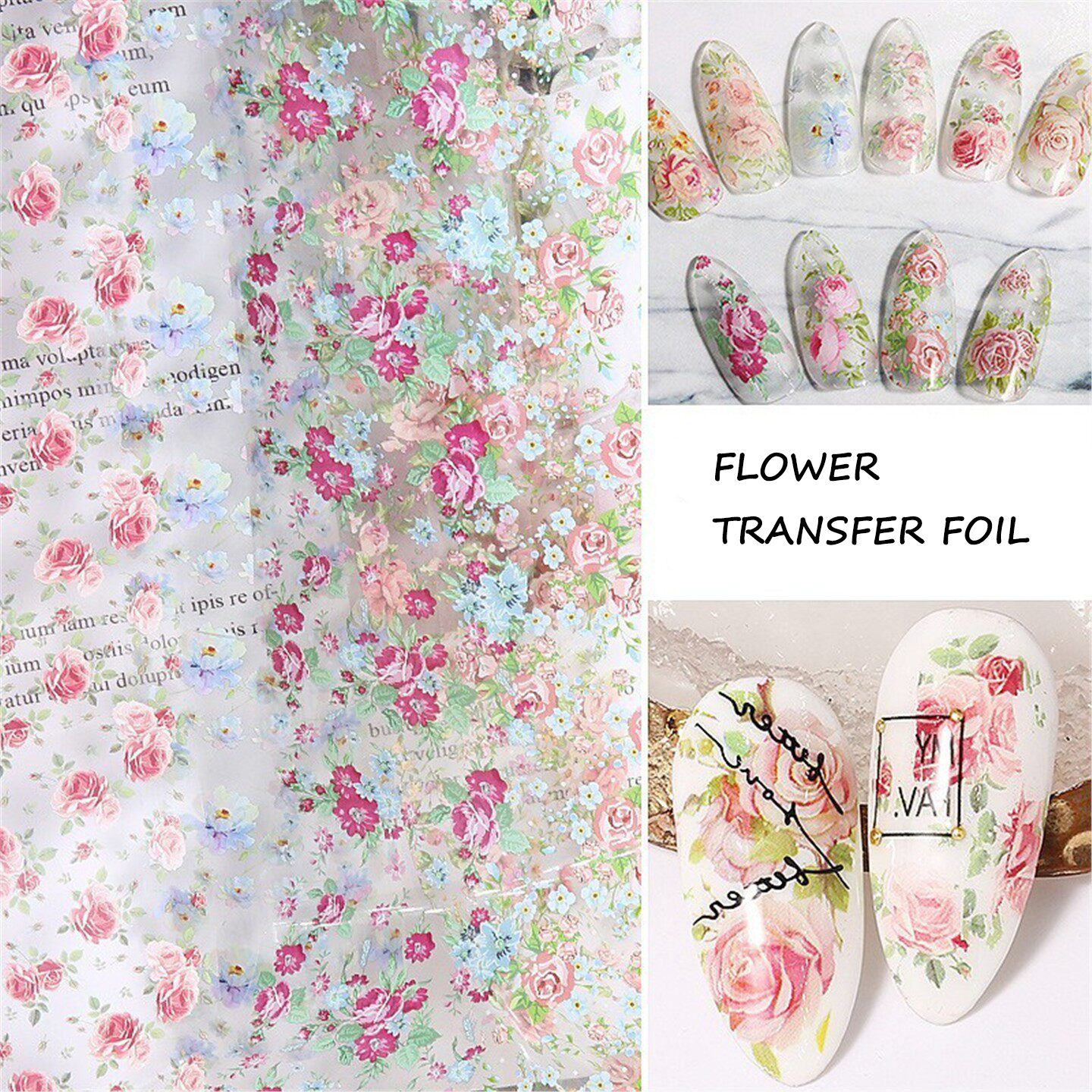 10 Rolls Rose Flower Nail Foil - Glitter Vinyl Roll incelemesi ve fiyatı