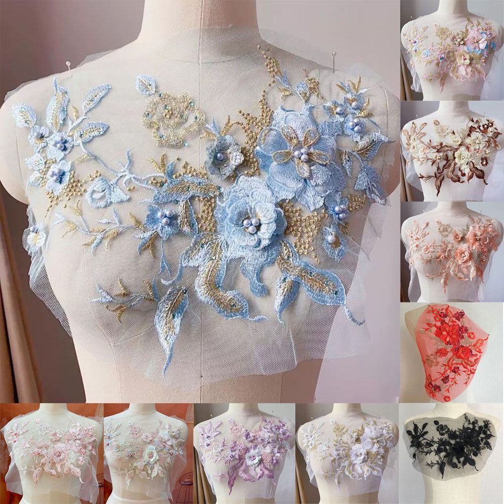 3D Flowers Beaded Lace Fabrics - Applique Patch Flower incelemesi ve fiyatı