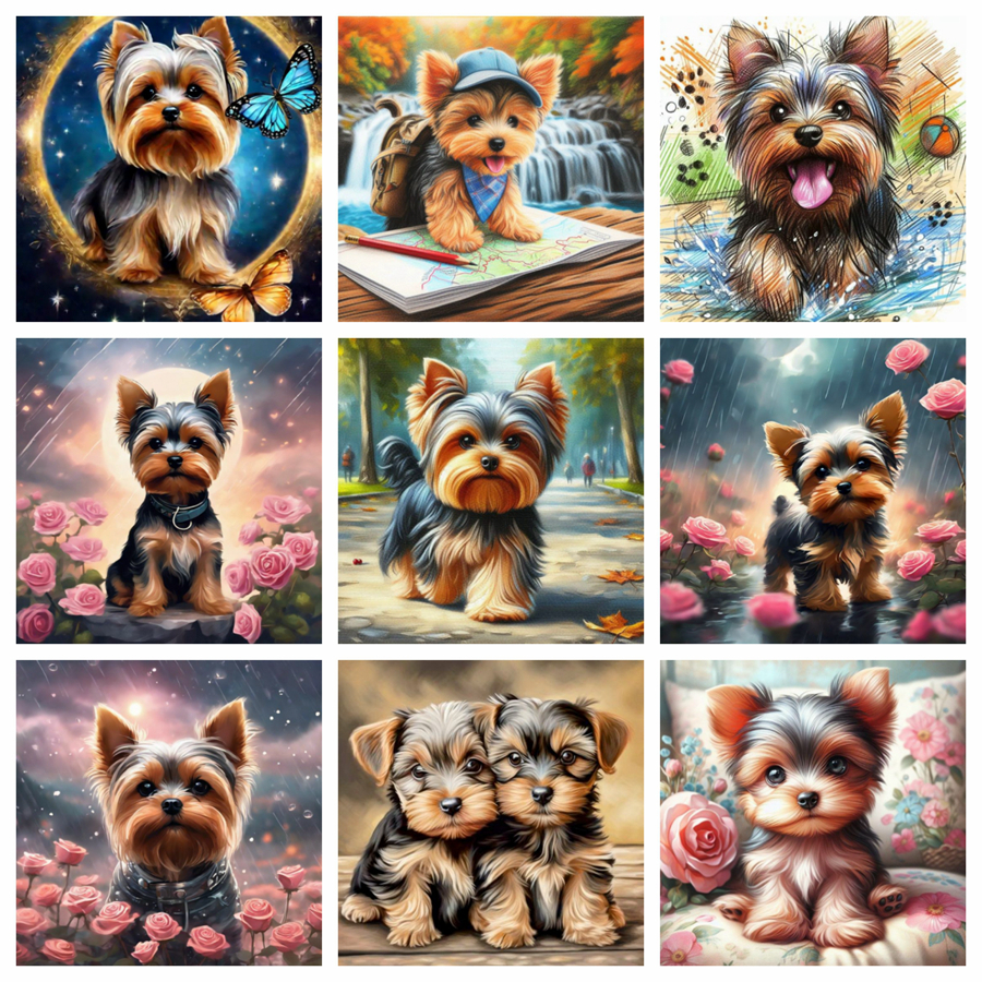 Yorkshire Terrier Dog 5D DIY D - Embroidery Embellishments incelemesi ve fiyatı
