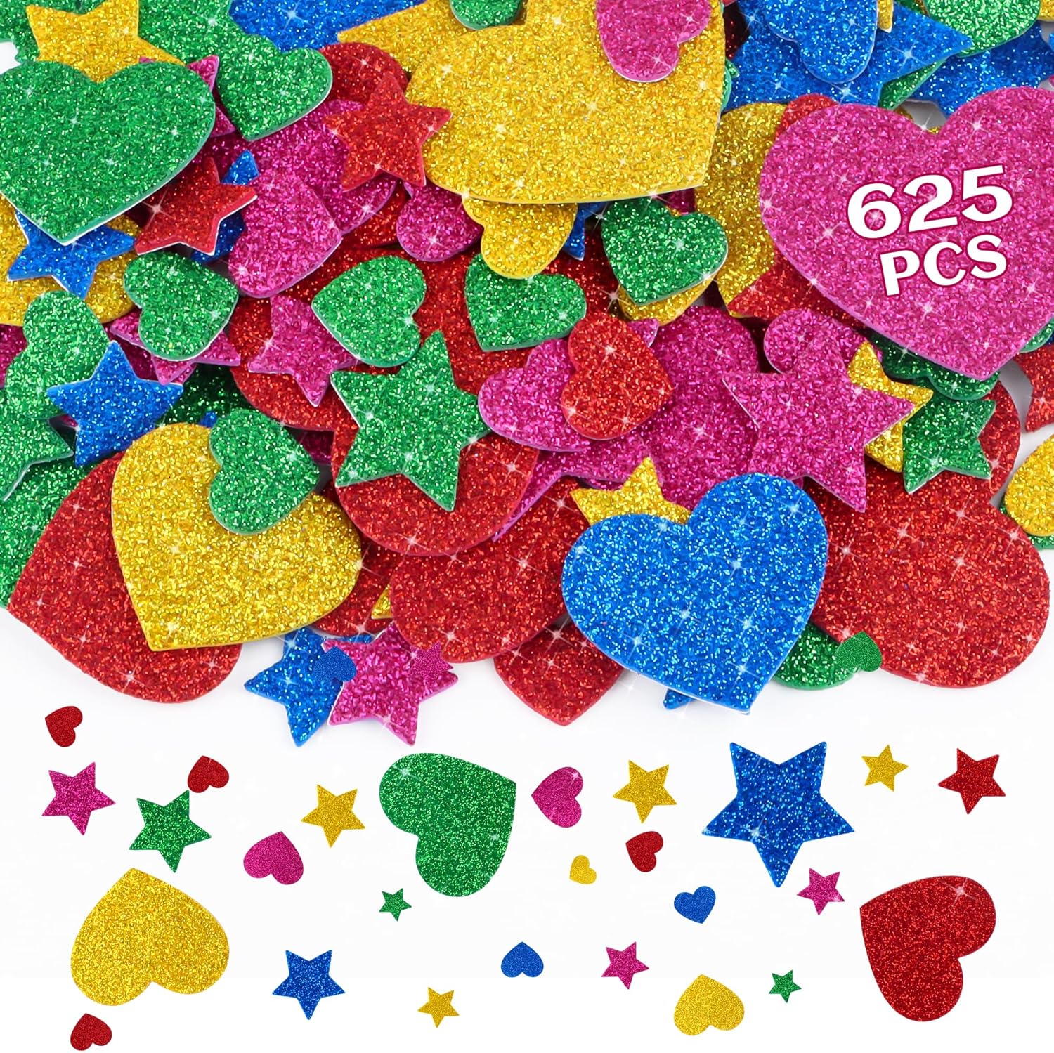 625Pcs Glitter Heart Foam Stic - Glitter Vinyl Roll incelemesi ve fiyatı