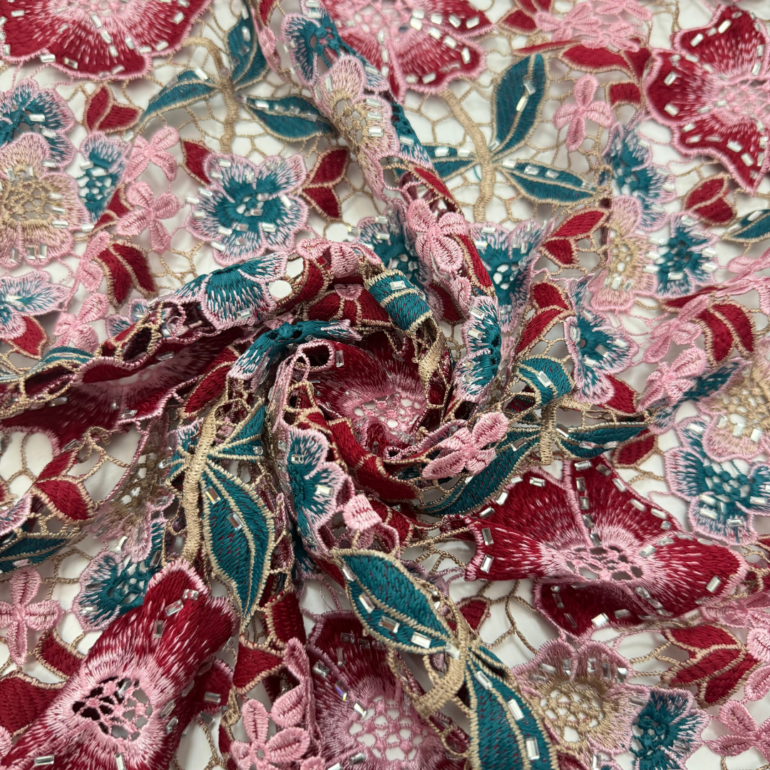 Elegant Guipure Cord Lace Fabr - Sew On Rhinestone incelemesi ve fiyatı