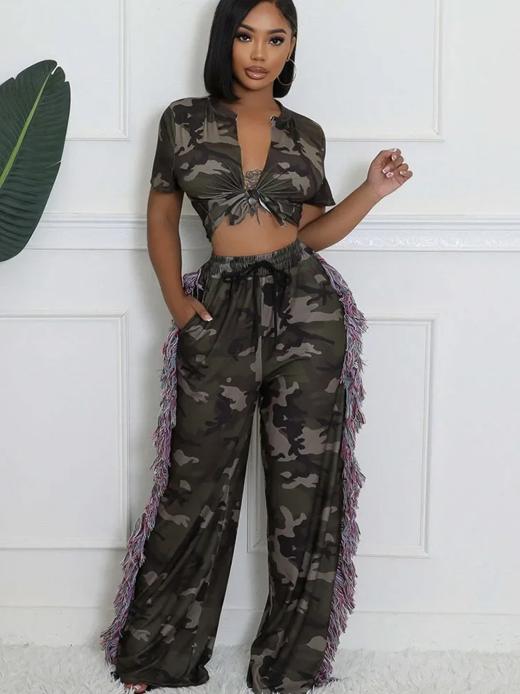 Camouflage Printed Two Piece S - Tassel Fringe Trim incelemesi ve fiyatı