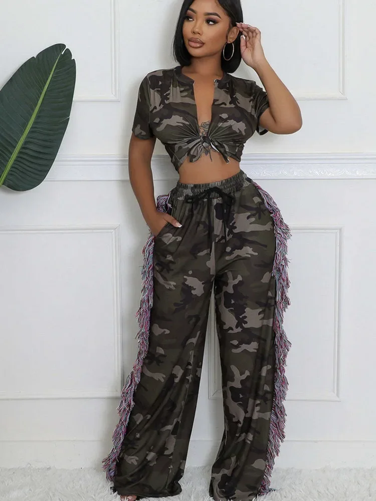 Camouflage Printed Two Piece S - Tassel Fringe Trim incelemesi ve fiyatı