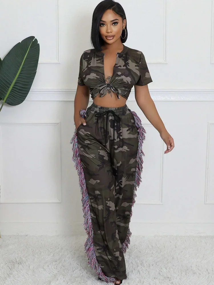 Camouflage Printed Two Piece S - Tassel Fringe Trim incelemesi ve fiyatı