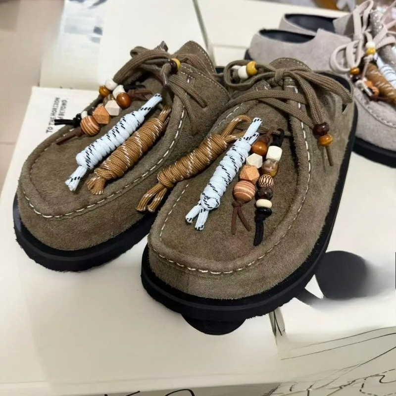 Women Men Clogs Cow Suede Leat - Guipure Lace Panel incelemesi ve fiyatı
