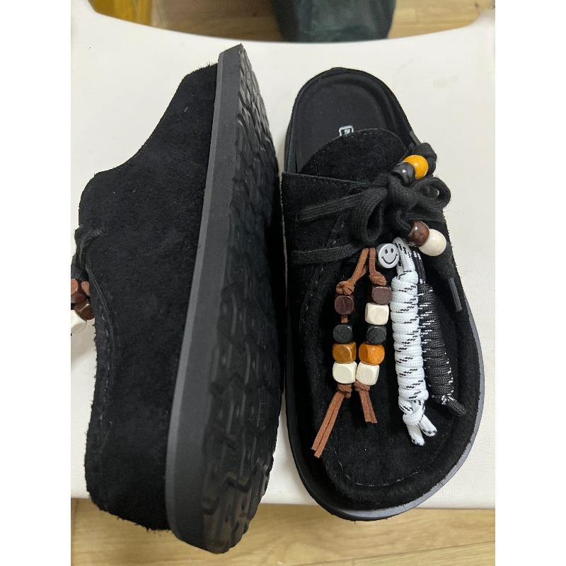 Women Men Clogs Cow Suede Leat - Guipure Lace Panel incelemesi ve fiyatı