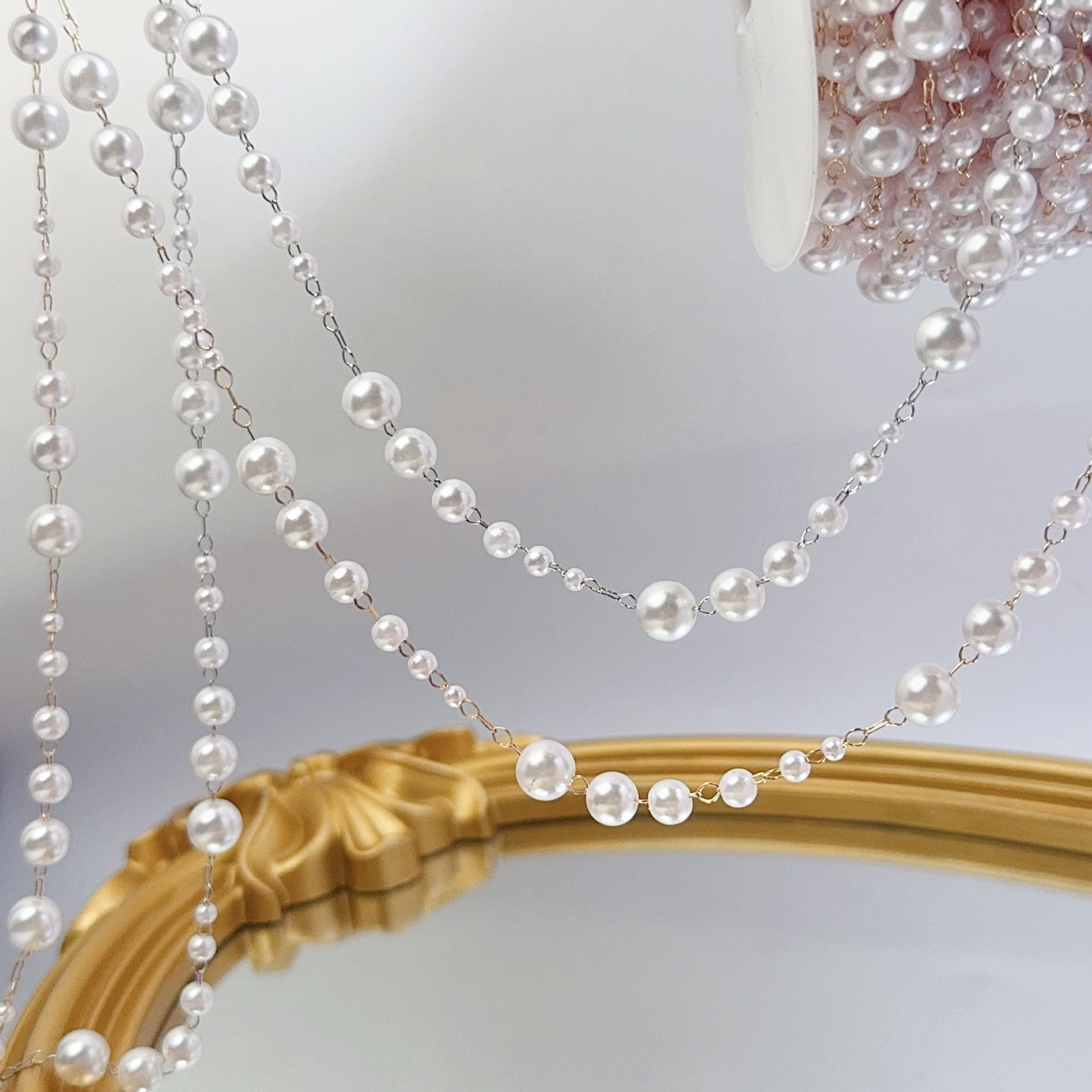 3-8mm Pearl Copper Chain, Anci - Beaded Trim Fringe incelemesi ve fiyatı