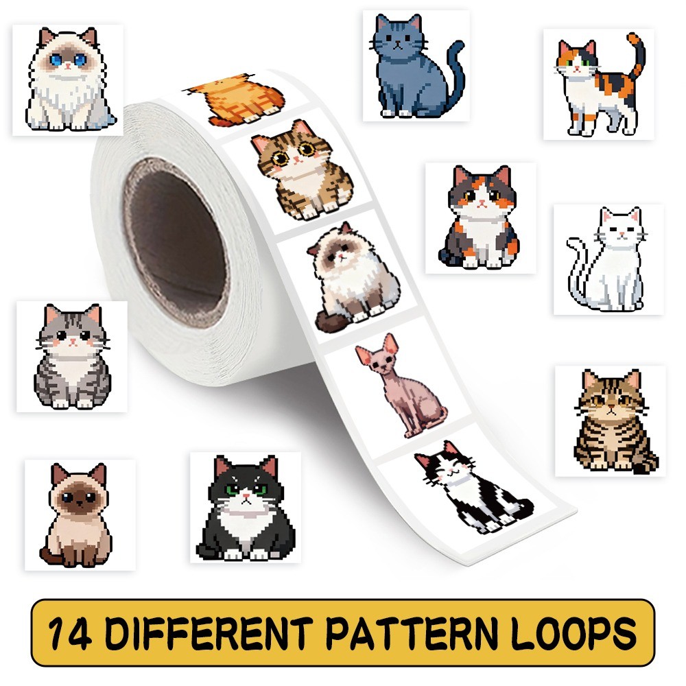500 Pcs/Roll Cute Pixel Cat St - Craft Embellishment World incelemesi ve fiyatı